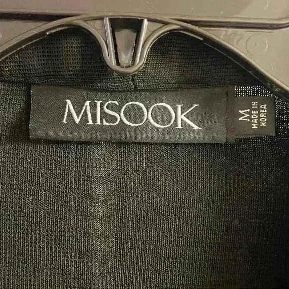 Misook sweater cardigan blazer black one button front faux pockets Medium - Picture 6 of 7